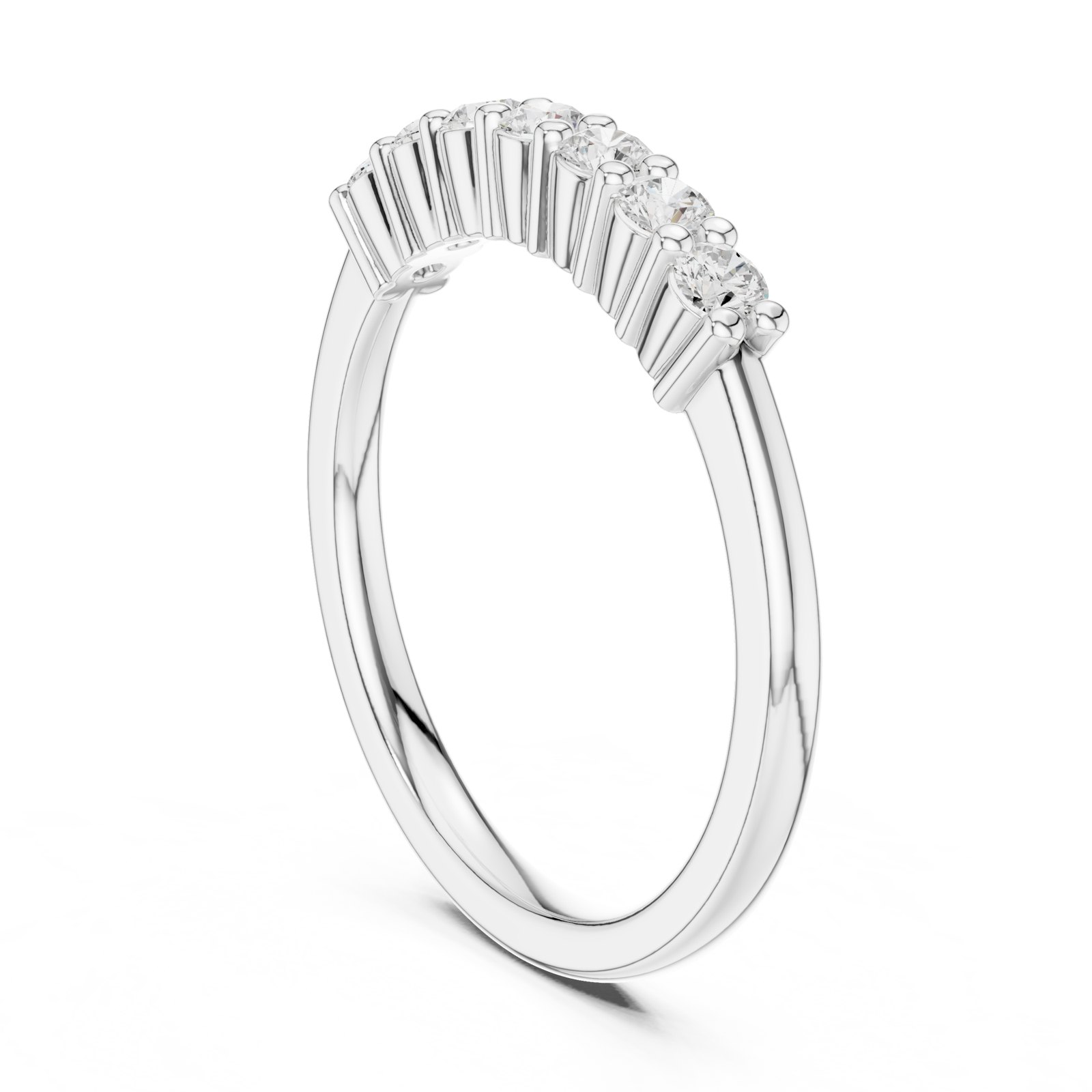 Anselma Slim Curved Diamond Wedding Band in white gold