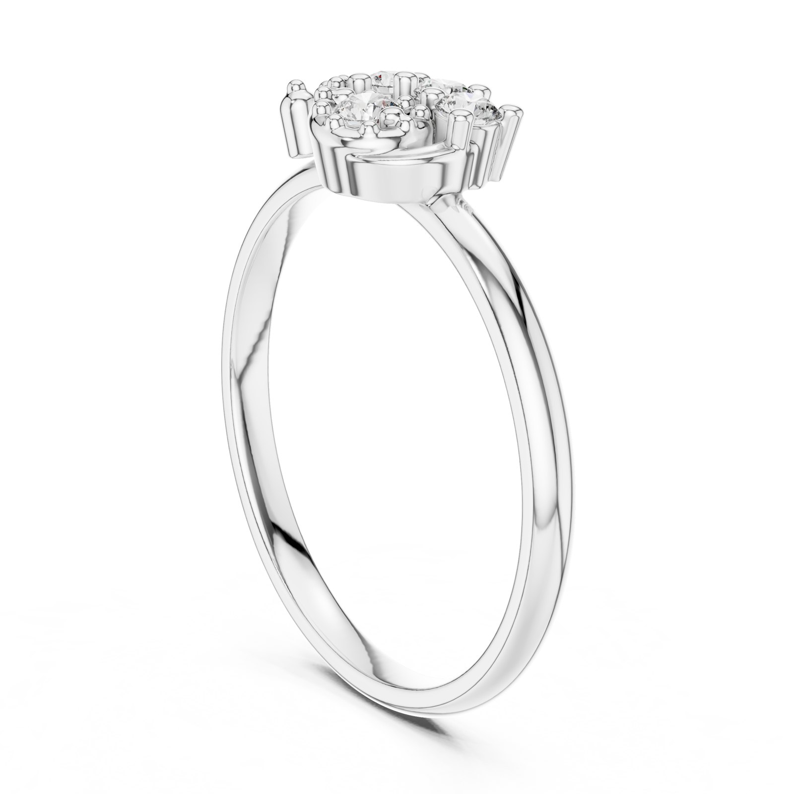 Avalia Scrollwork Diamond Cluster Ring with Slim Band in white gold