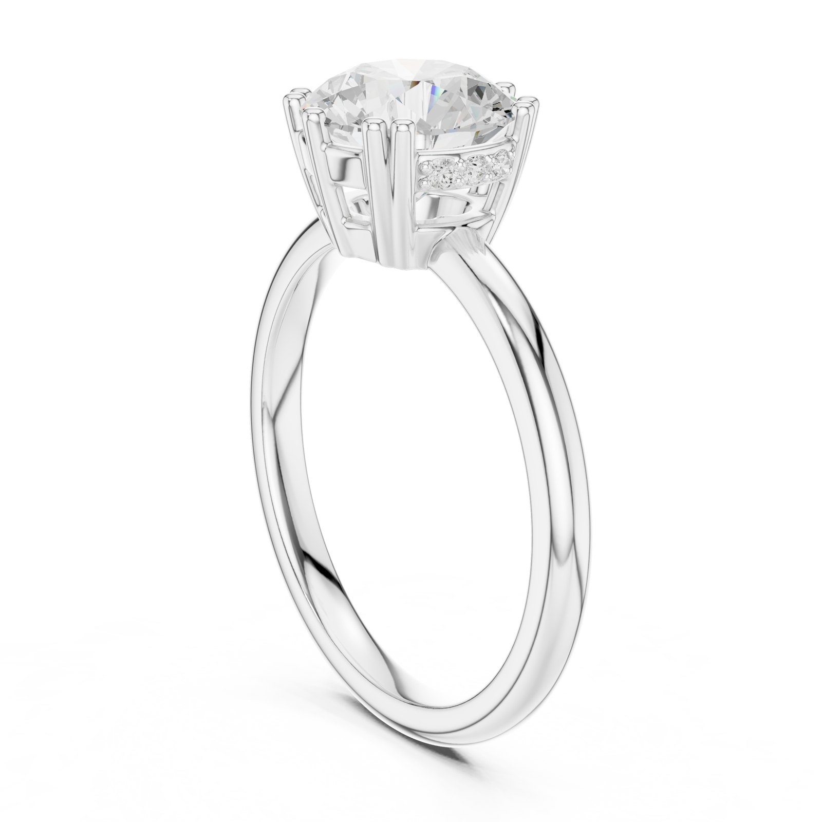 Elvira Round Hidden Halo Engagement Ring in white gold