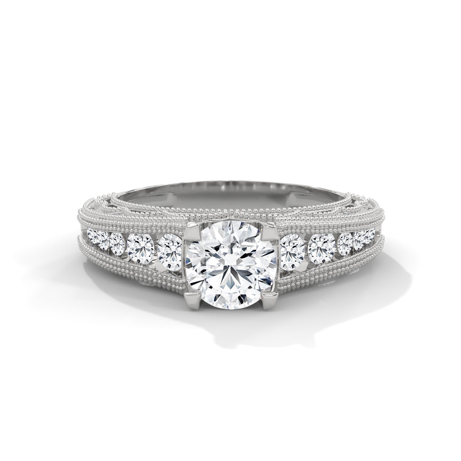 Vintage Round Milgrain Channel Engagement Ring