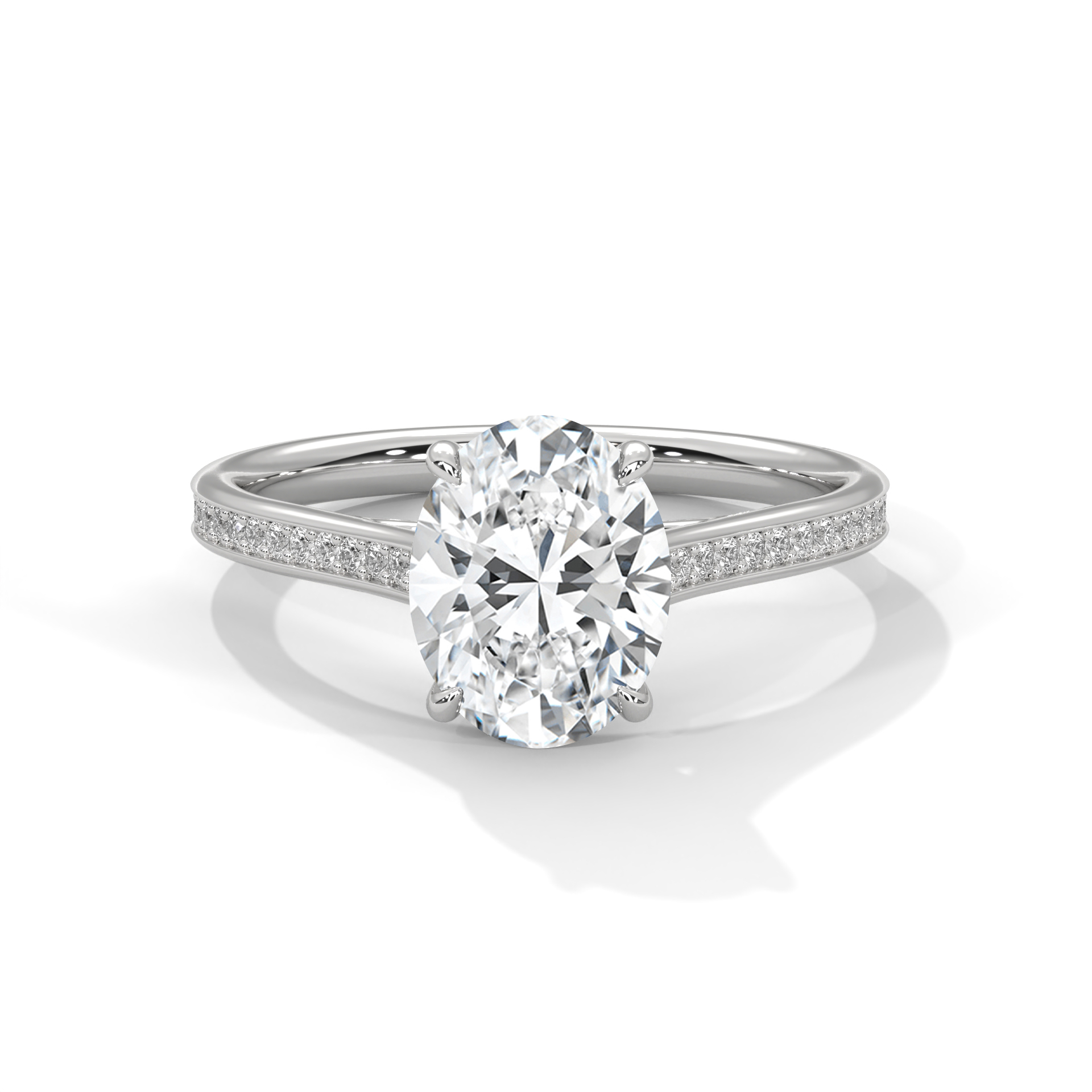 Oval Cathedral Pavé Engagement Ring
