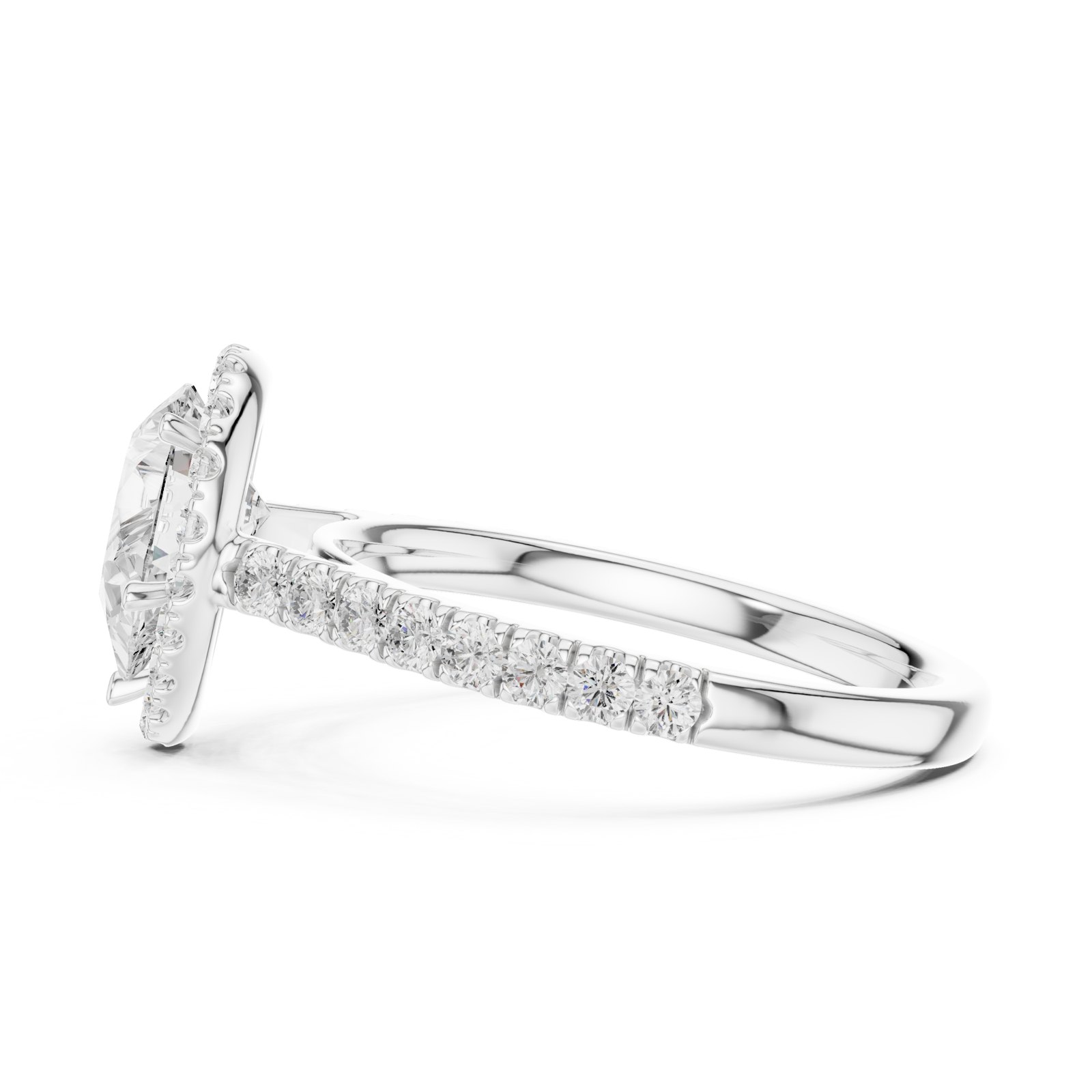 Maisie Pear Halo Pavé Engagement Ring in white gold