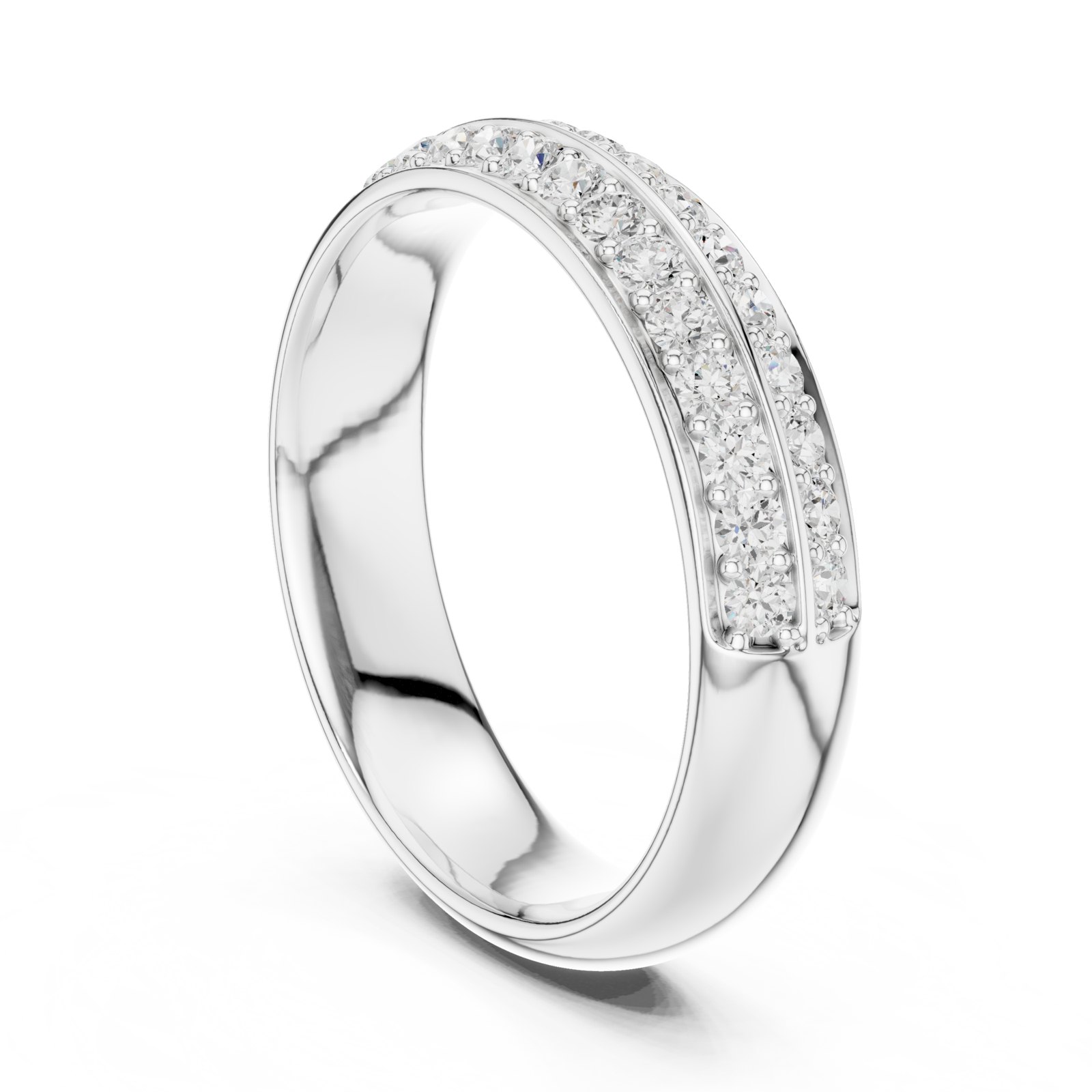 Alienor Wide Two Row Pavé Wedding Band in white gold