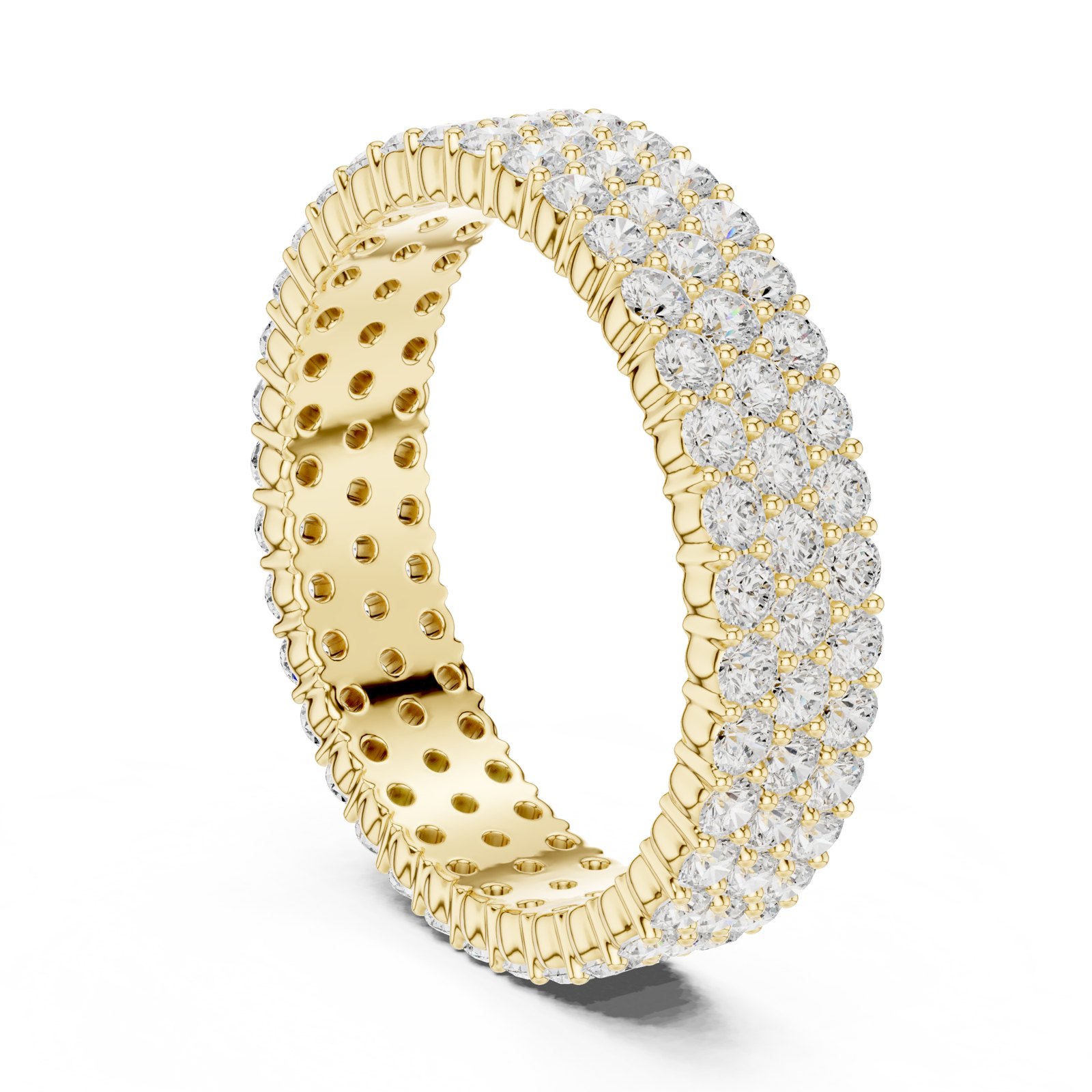 Josefa Wide Multi Row Pavé Eternity Band in yellow gold