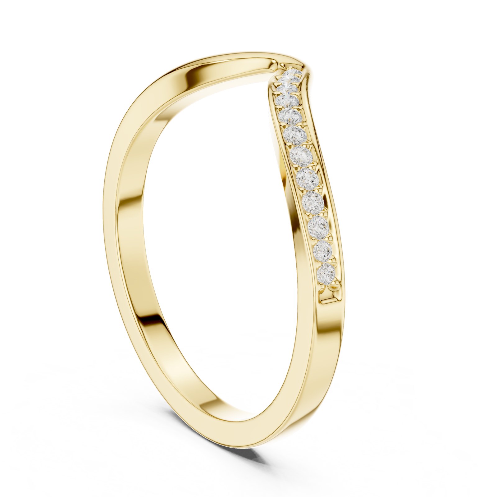 Celestine Contoured Pavé Wedding Band in yellow gold