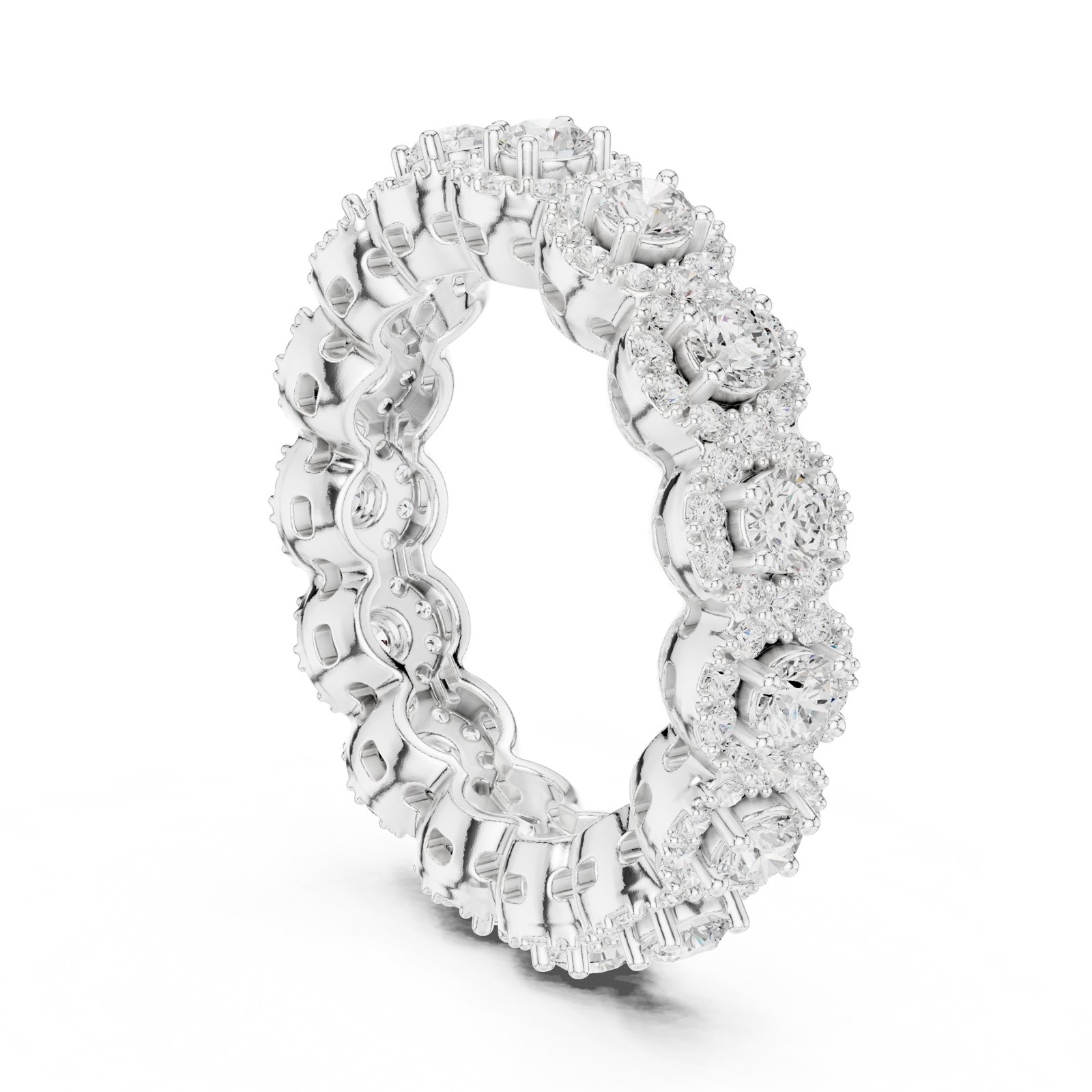 Inka Round Halo Eternity Band in white gold