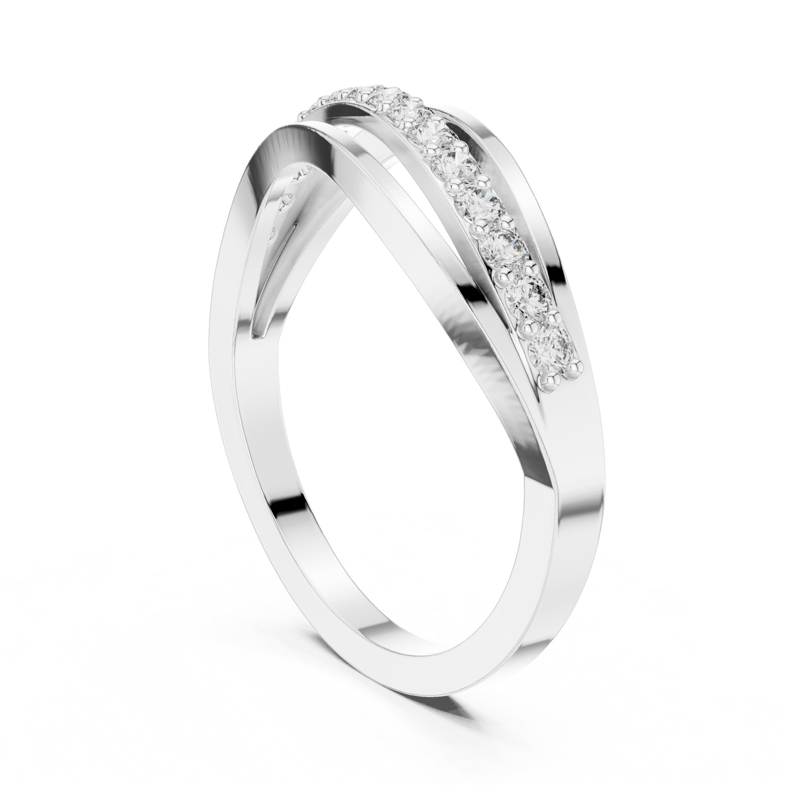 Gloria Contoured Pavé Wedding Band in white gold