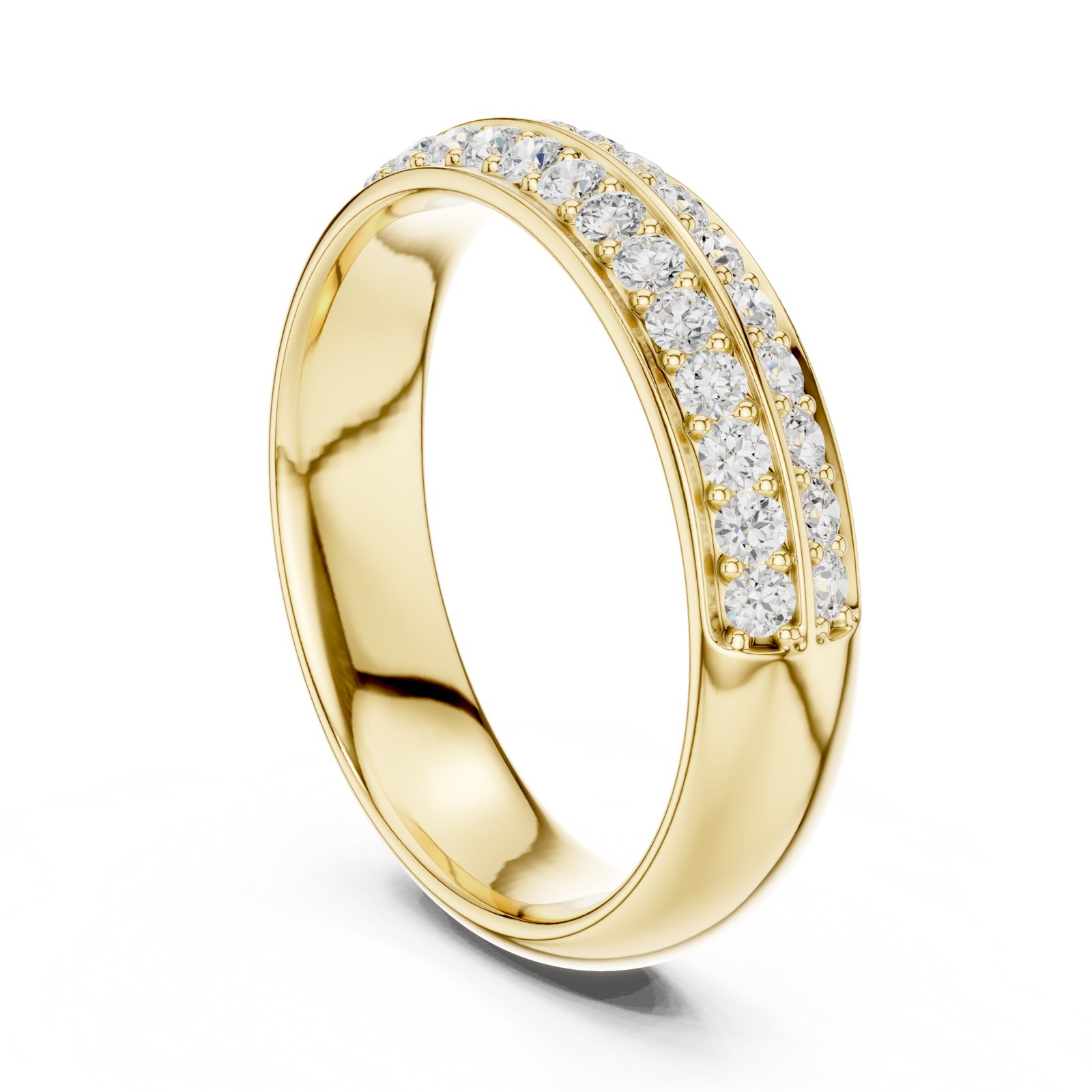 Alienor Wide Two Row Pavé Wedding Band in yellow gold