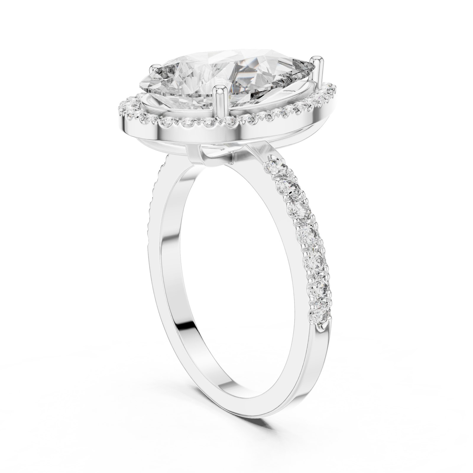 Laura Pear Halo Pavé Engagement Ring in white gold